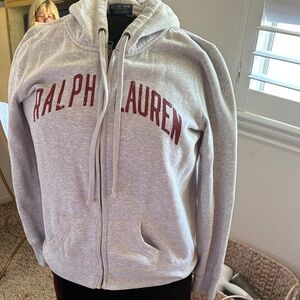 Ralph Lauren Light Gray Zip-Up with Maroon Text